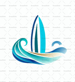 Abstraktes Surfbrett und Wellen